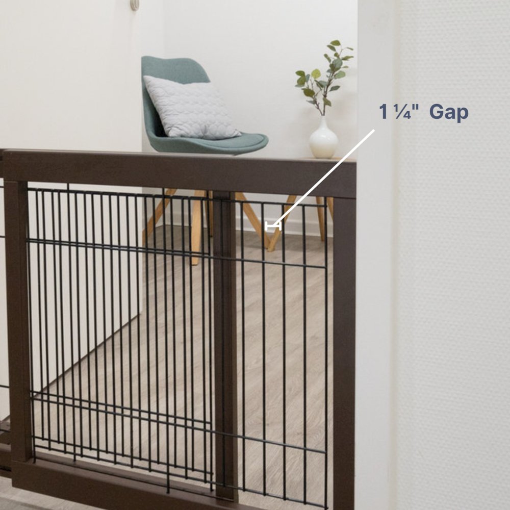 Adjustable Wooden Freestanding Pet Gate, 24" Tall Step Over, Expands to 42.5"