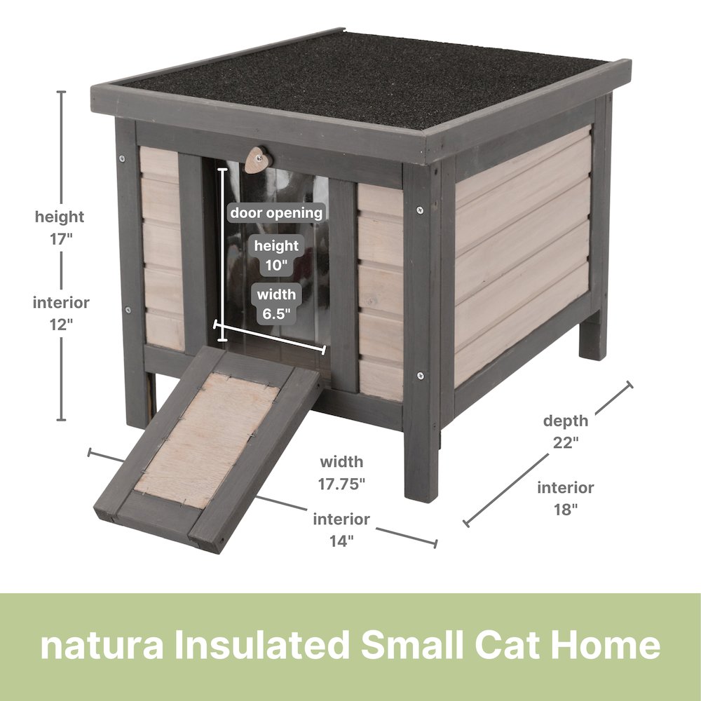 22" x 17.9" Insulated Small Cat Shelter for Cold Seasons, Elevate Cat Home, Gray