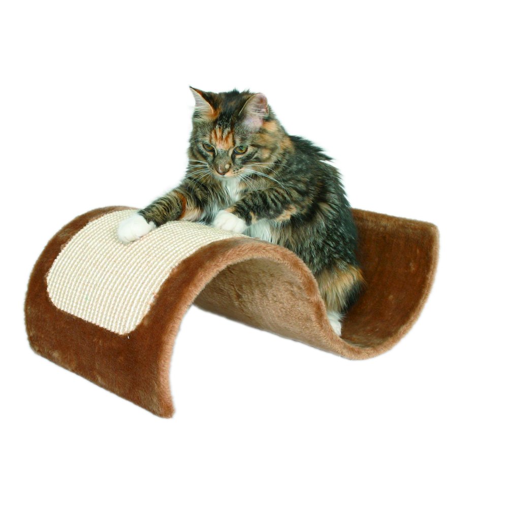 Wavy Cat Scratching Surface, Plush & Sisal-Covered, Brown