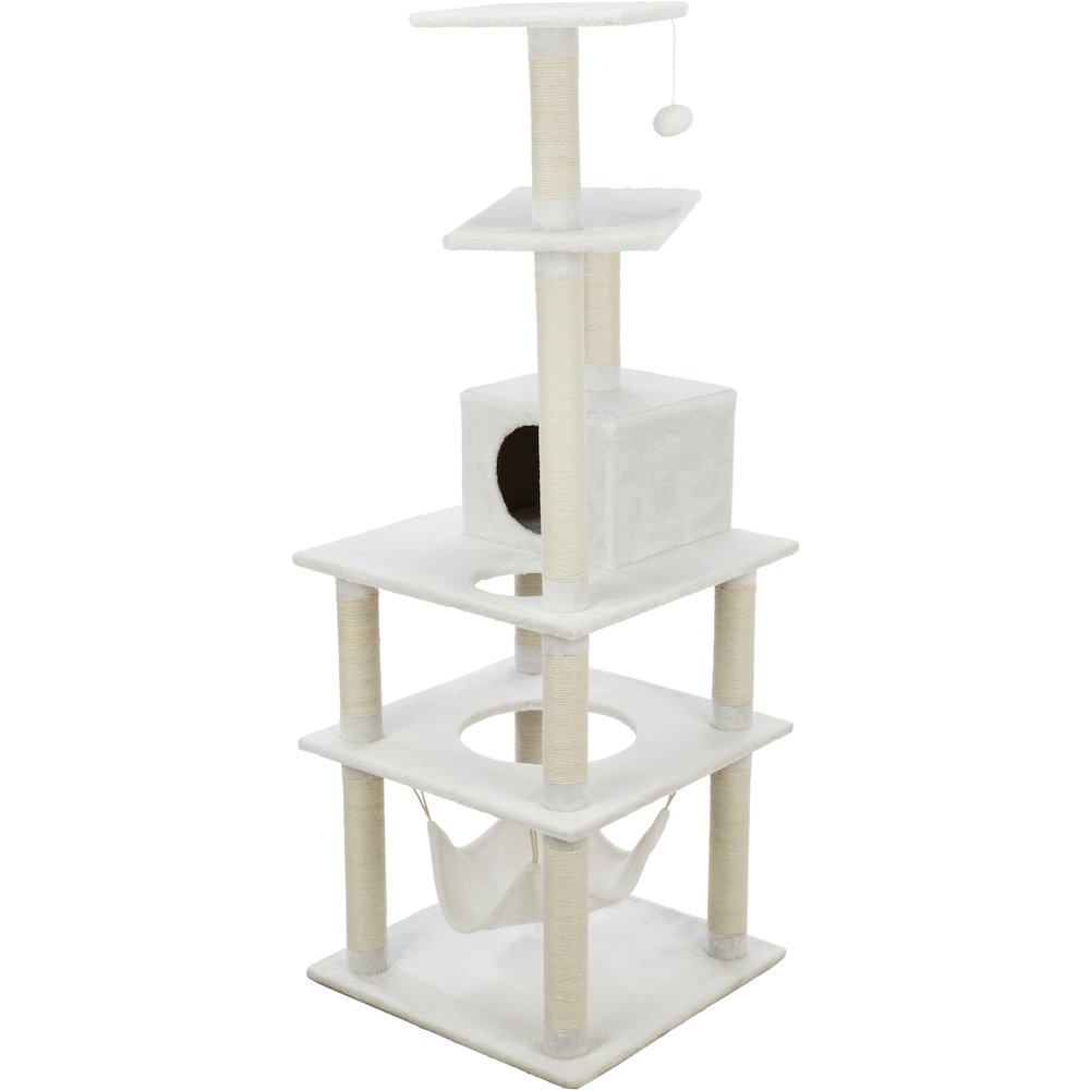 Abby Plush 4-Level 63.5" Cat Tree with Sisal Scratching Posts Condo & Cat Toy
