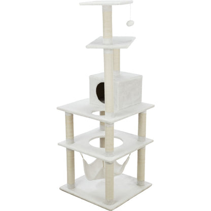 Abby Plush 4-Level 63.5" Cat Tree with Sisal Scratching Posts Condo & Cat Toy