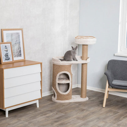 Falco Plush & Sisal 2-Level 46" Cat Tree, Scratching Posts & 2-Story Condo