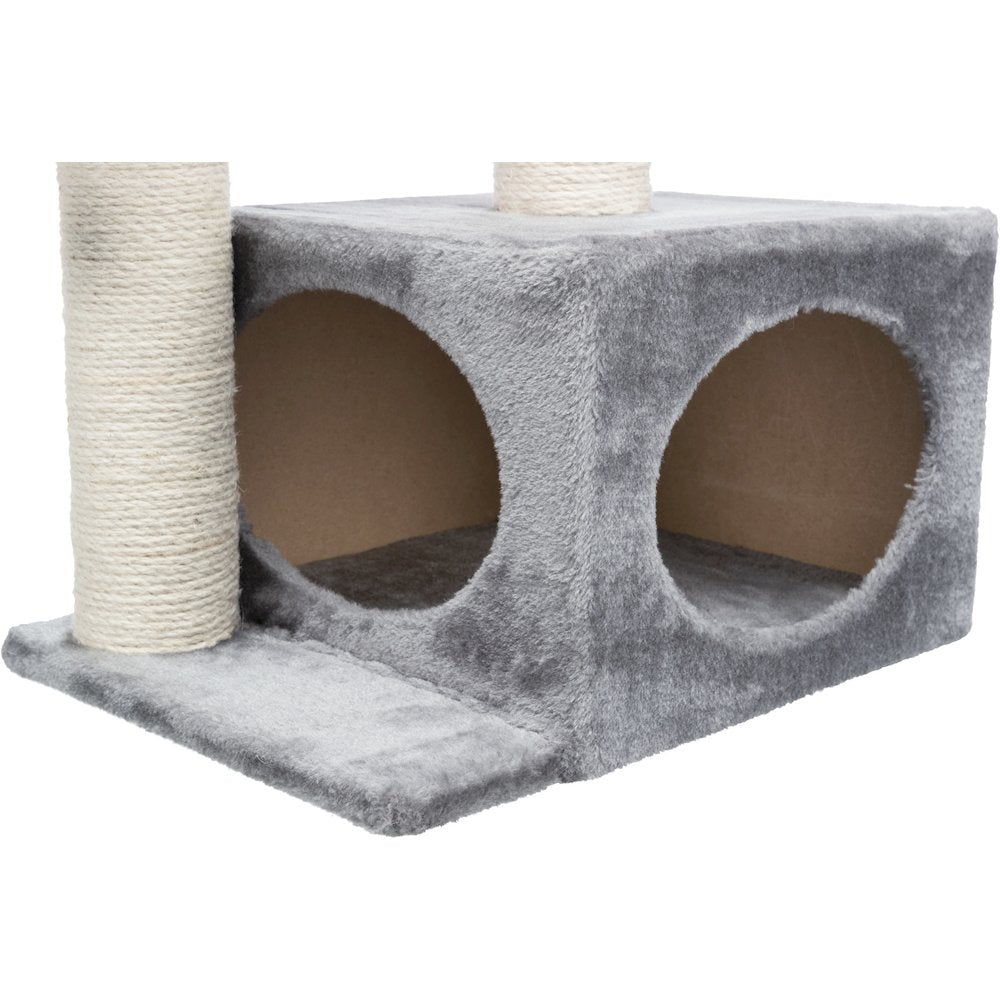 Valencia Plush & Sisal 3-Level 28" Cat Tree with Scratching Posts & Condo, Gray