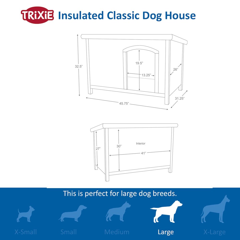Classic Insulated Weatherproof Wooden Small Outdoor Dog House w-Hinged Roof