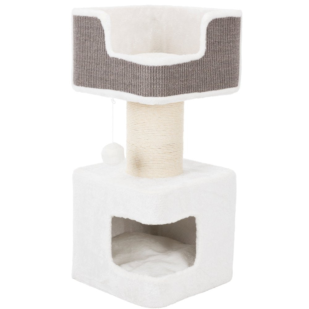 Ava XXL Jute & Plush 2-Level 34" Cat Tree with Scratching Post & Condo, Gray