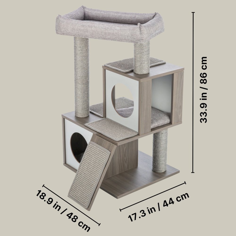 Mali Sisal & Wood 34" Cat Tree with Scratching Posts & Pads, Condos, Ramp