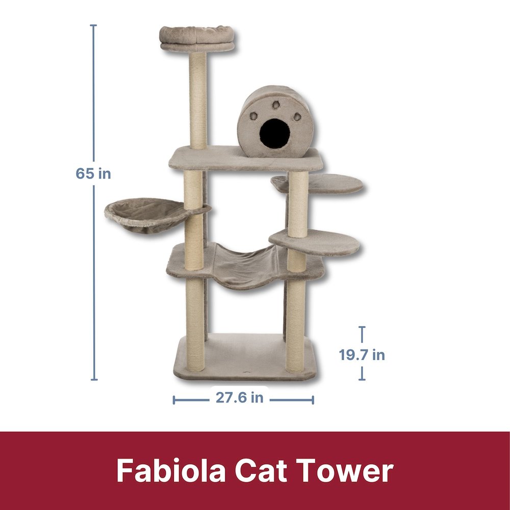 Fabiola Plush & Sisal 65" Cat Tower Scratching Posts Condo Hammocks Platforms