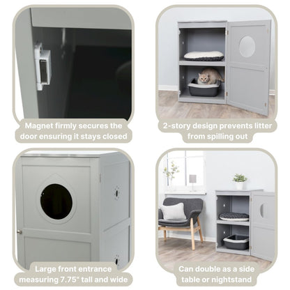 2-Story Cat Litter Box Enclosure Hidden Litter Indoor Cat Furniture Accent Table