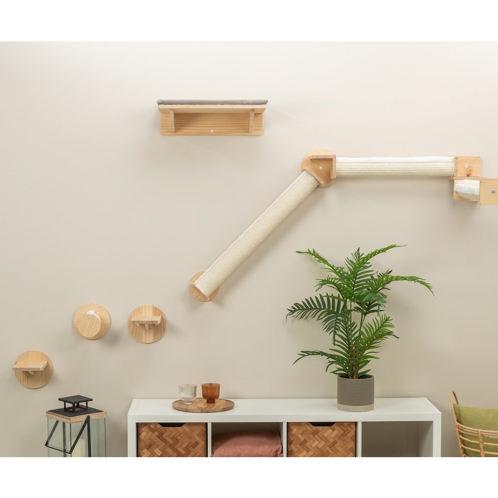 Wall Set 6 Multi-Level Wall Mounted Cat Perch System w-Corner Sisal Posts