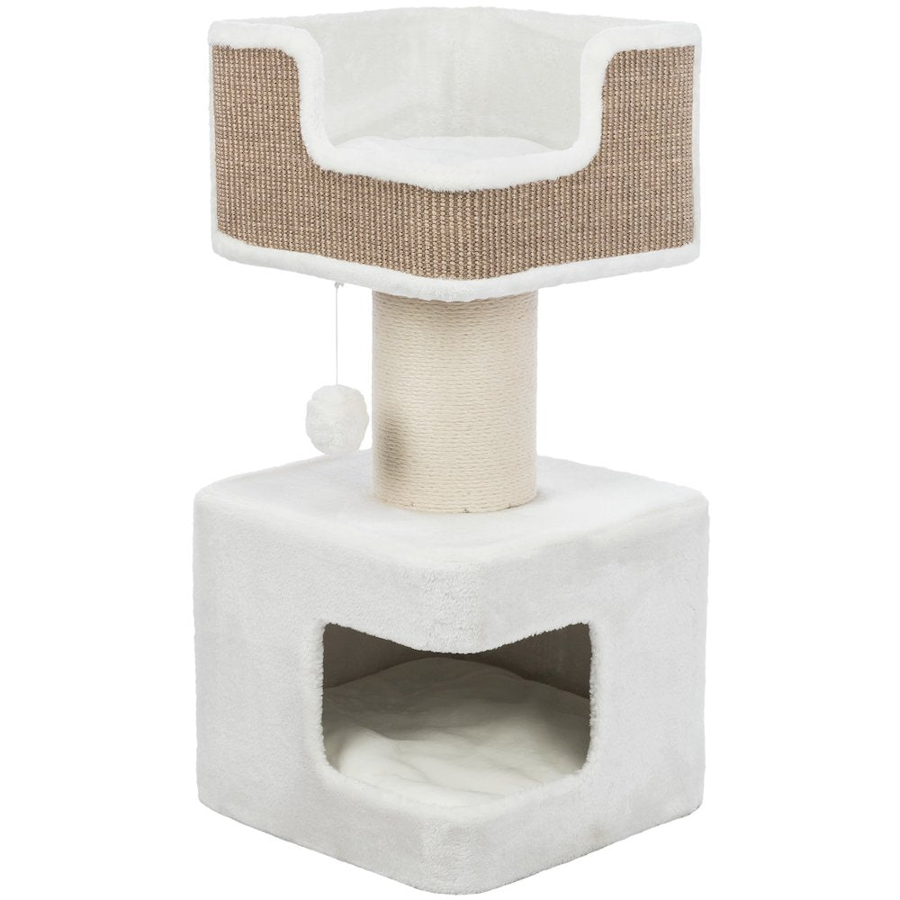 Ava XXL Jute & Plush 2-Level 34" Cat Tree with Scratching Post & Condo, Brown