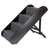 4-Step Wooden Pet Stairs with Adjustable Height and Carpet Treads, Brown