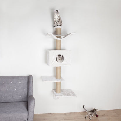 Dayna Jute & Plush 5-Level 60" Wall Mount Cat Tree w-Scratching Post & Condo
