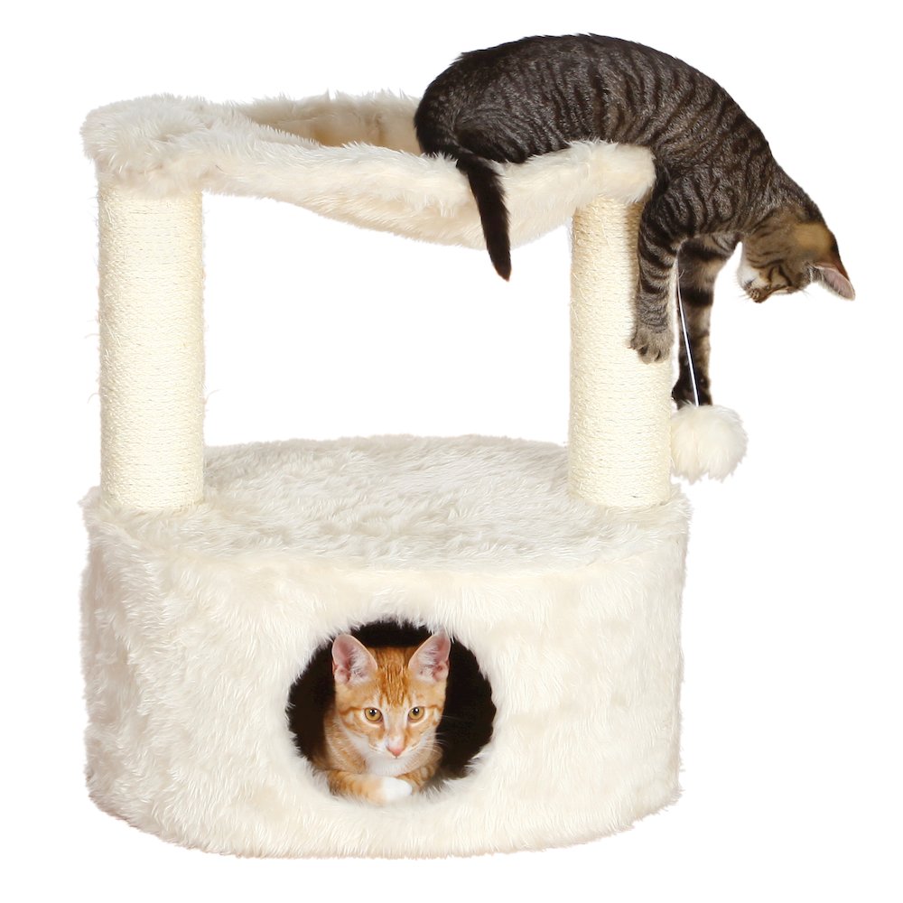 Baza Grande Plush & Sisal 24" Cat Tree, Cat Condo and Hammock, Cat Toy, Cream