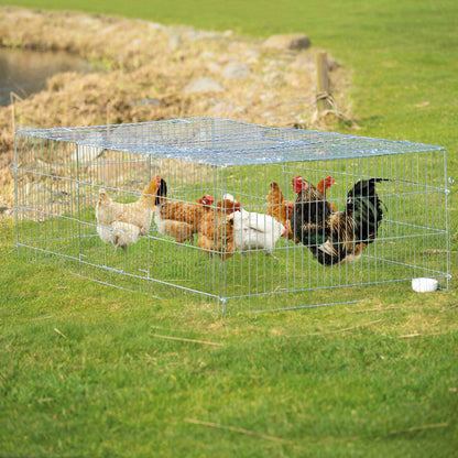 Enclosed Outdoor 55 cu. Ft. Galvanized Metal Small Animal Cage with 5 Doors