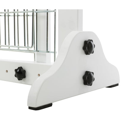 Expandable Wooden Freestanding Pet Gate with Pet Door, Expands to 71" Wide