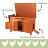 Weatherproof Outdoor Wooden Chicken Coop with 2 Nesting Boxes & Run, Brown