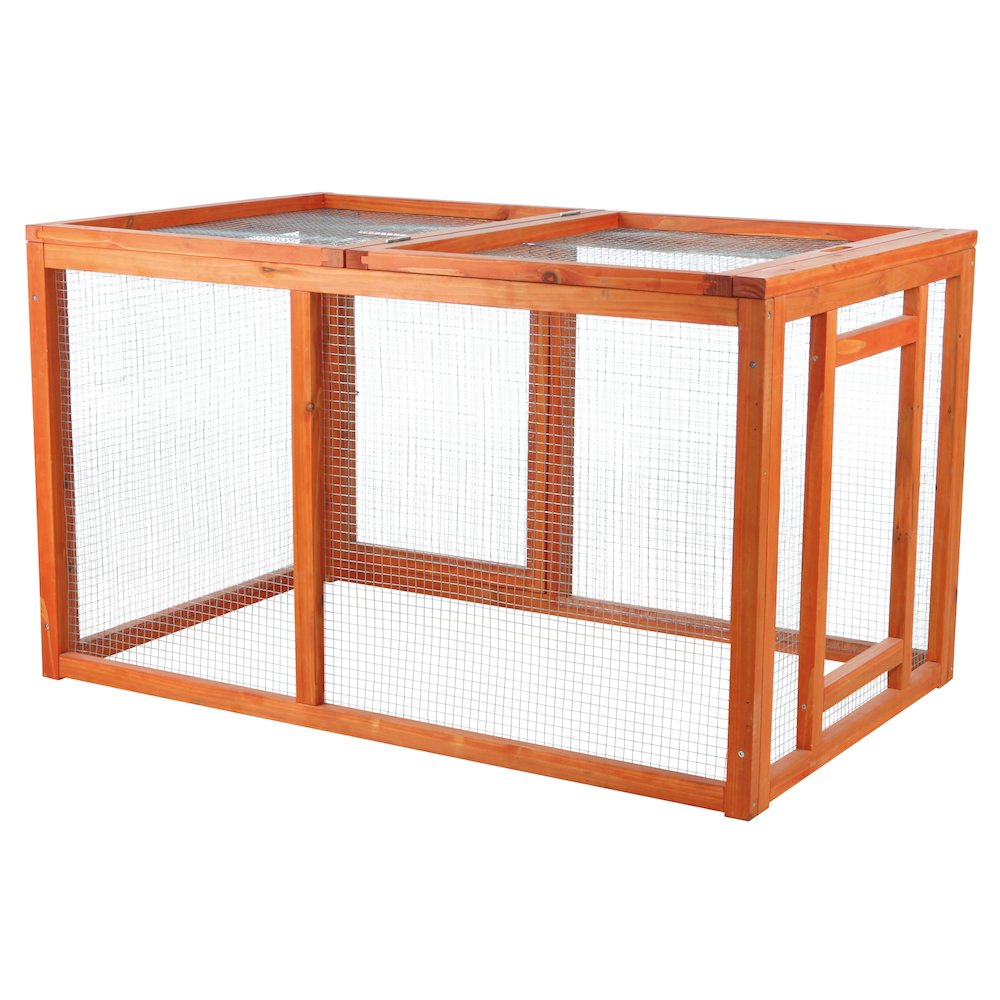 Weatherproof Outdoor Wood & Wire Chicken Run Extension for Chicken Coops, Brown