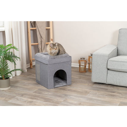 Crazy Cube Stackable 1-Story Indoor Cat Condo, Cat House with Scratching Pad