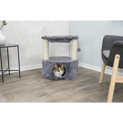 Baza Grande Plush & Sisal 24" Cat Tree, Cat Condo and Hammock, Cat Toy, Gray