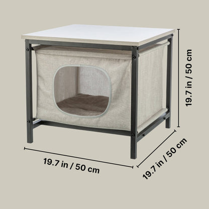 Emmie Indoor Cat Condo, Cat Bed Side Table, Cat Hideaway Cave with Cozy Cushion