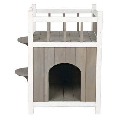 natura 1-Story Weatherproof Elevated Outdoor Cat Shelter with Balcony, Gray