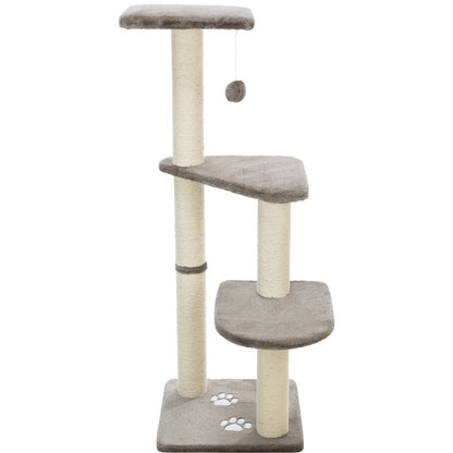 Altea Plush 3-Level 46.1" Cat Tree with Sisal Scratching Posts & Cat Toy, Gray