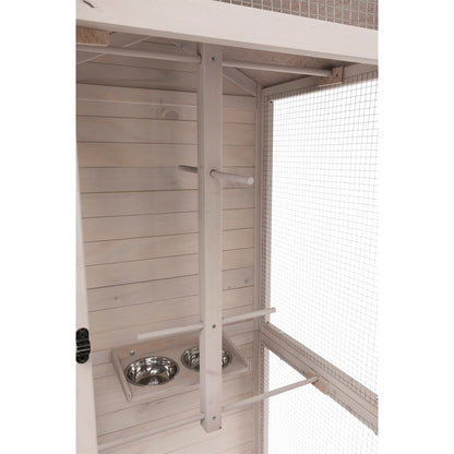 Large 66.5" Indoor-Outdoor Wooden Birdcage with 3 Front Doors & 2 Perches, Gray