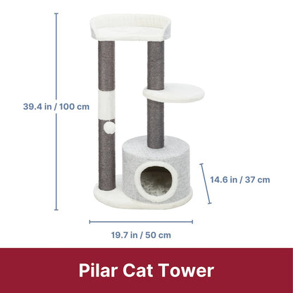 Pilar Plush & Sisal 3-Level 39.4" Cat Tower, Scratching Posts, Condo, Cat Toy