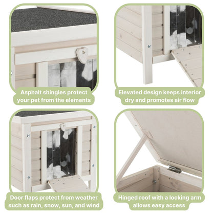 natura 1-Story Weatherproof Small Outdoor Cat House with Hinged Roof, Gray