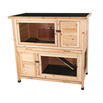 Natura Double Weatherproof Outdoor 2-Story Wooden Small Animal Hutch
