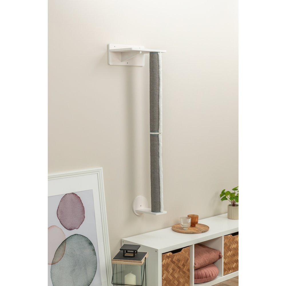 Wall Set 1 Wall Mounted Sisal Cat Scratching Post with Ledge, Gray