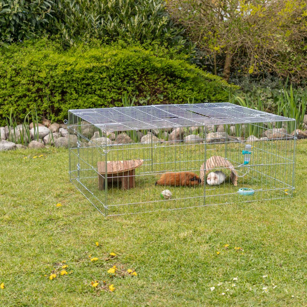 Enclosed Outdoor 34 cu. Ft. Galvanized Metal Small Animal Cage with 5 Doors