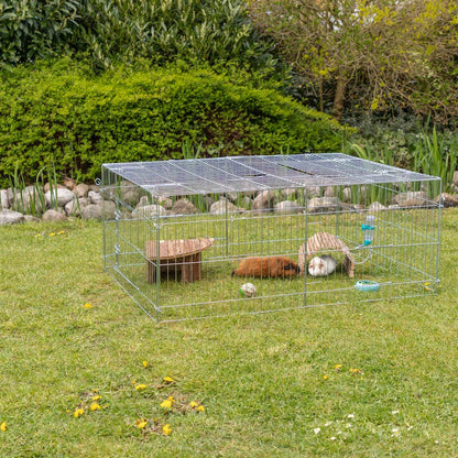 Enclosed Outdoor 34 cu. Ft. Galvanized Metal Small Animal Cage with 5 Doors