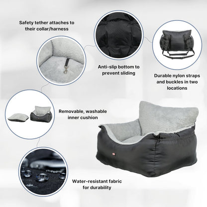 Convertible Lite Pet Car Seat, Dog Booster Seat, Travel Pet Bed