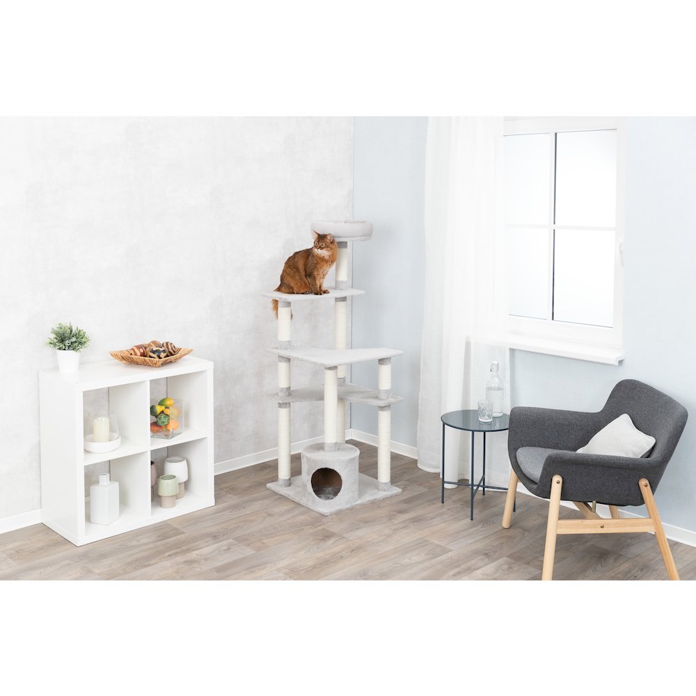 Seli Plush 4-Level 59" Cat Tree with Sisal Scratching Posts, Condo & Cat Toy