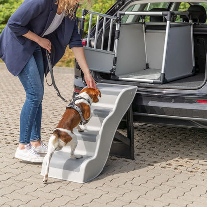 4-Step Pet Stairs, Lightweight and Collapsible Steps Ideal for Dogs & Cats, Gray