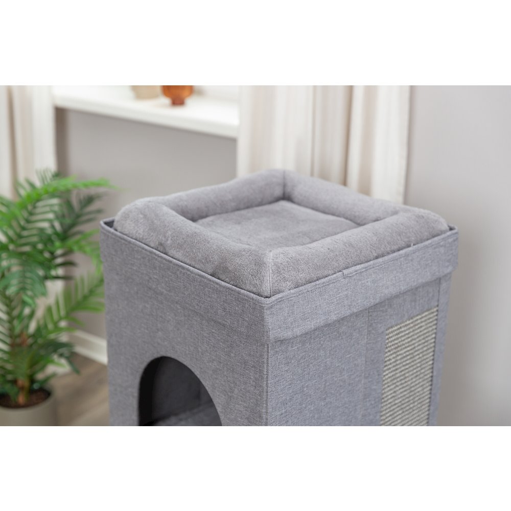 Crazy Cube Stackable Cat Condo with Sisal Scratching Surface, Cozy Hideaway
