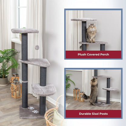 Altea Plush 3-Level 46.1" Cat Tree with Sisal Scratching Posts & Cat Toy