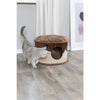 Cozy Plush Cover Indoor Cat Condo with a Cat Toy on String, Brown-Beige