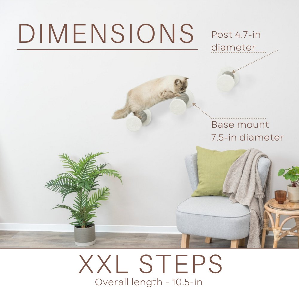 XXL Multi-Level Wall Mounted Cat Perch-Step, 3 Piece Set, Gray-White
