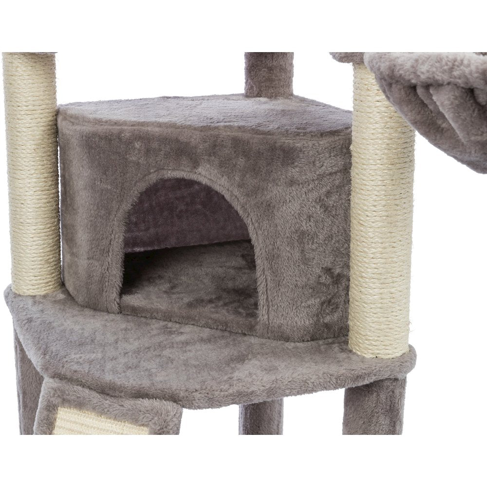 Adriana Plush & Sisal 3-Level 41.7" Cat Tree with Scratching Posts & Condo, Gray