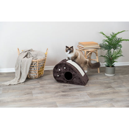 Topi Plush Cover Indoor Cat Condo with Sisal Scratching Surface & Cat Toys