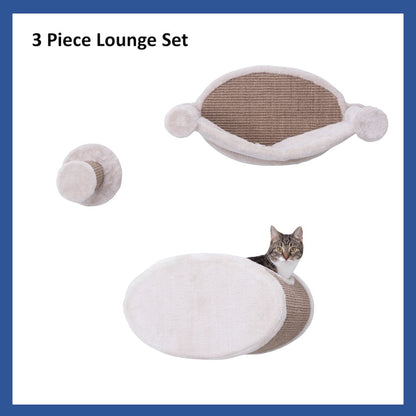 Liam Multi-Level Wall Mounted Cat Perch-Lounge Set, Brown