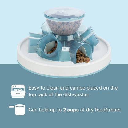 Tunnel Slow Feeder for Cats, Interactive Cat Toy, Pet Food Dispenser, Blue