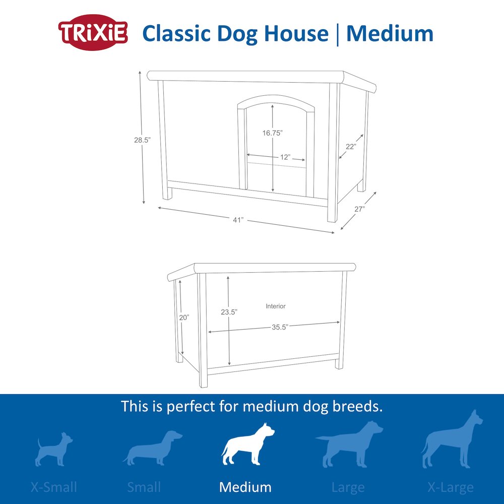 natura Classic Dog House, Medium, Gray