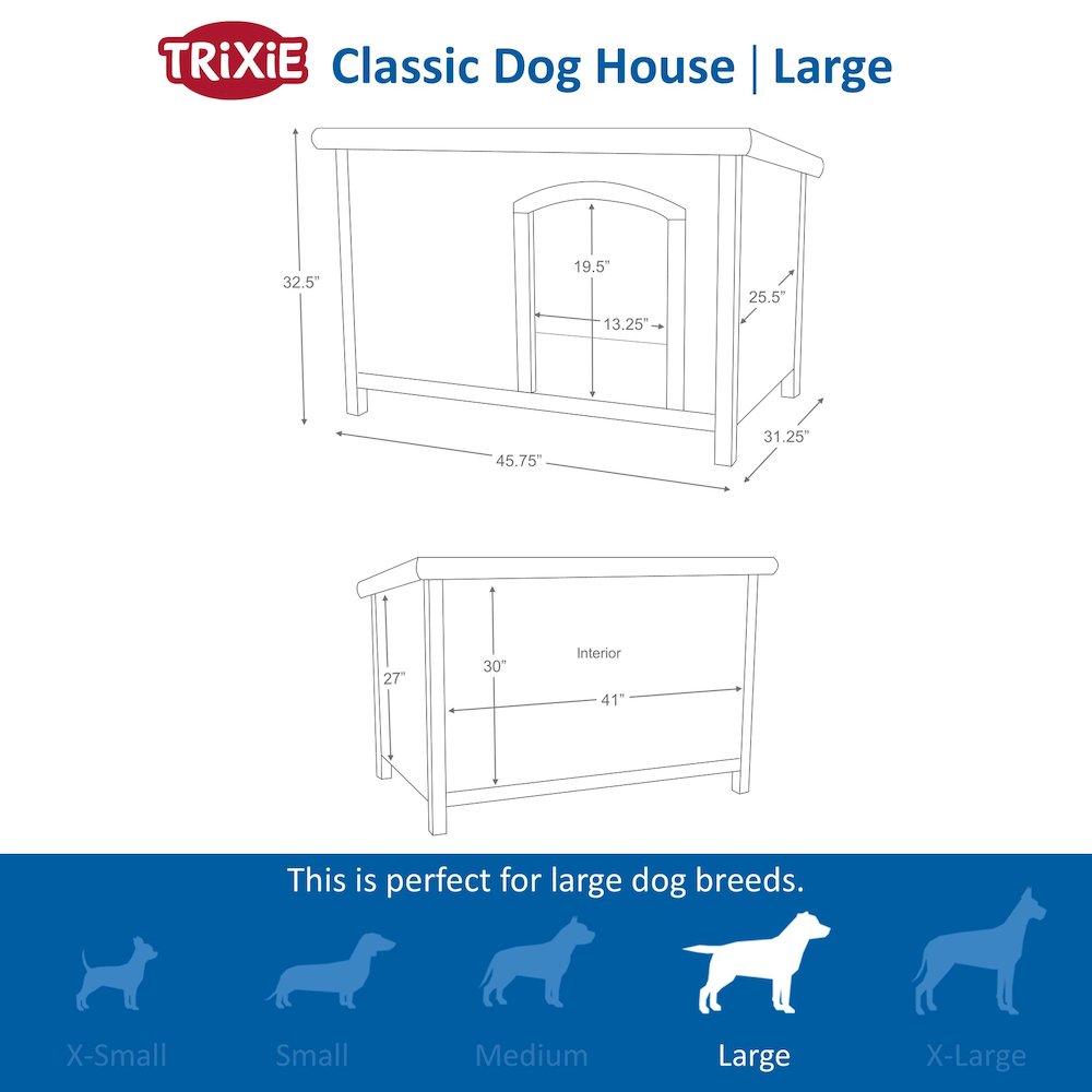 natura Classic Dog House, Large, Gray