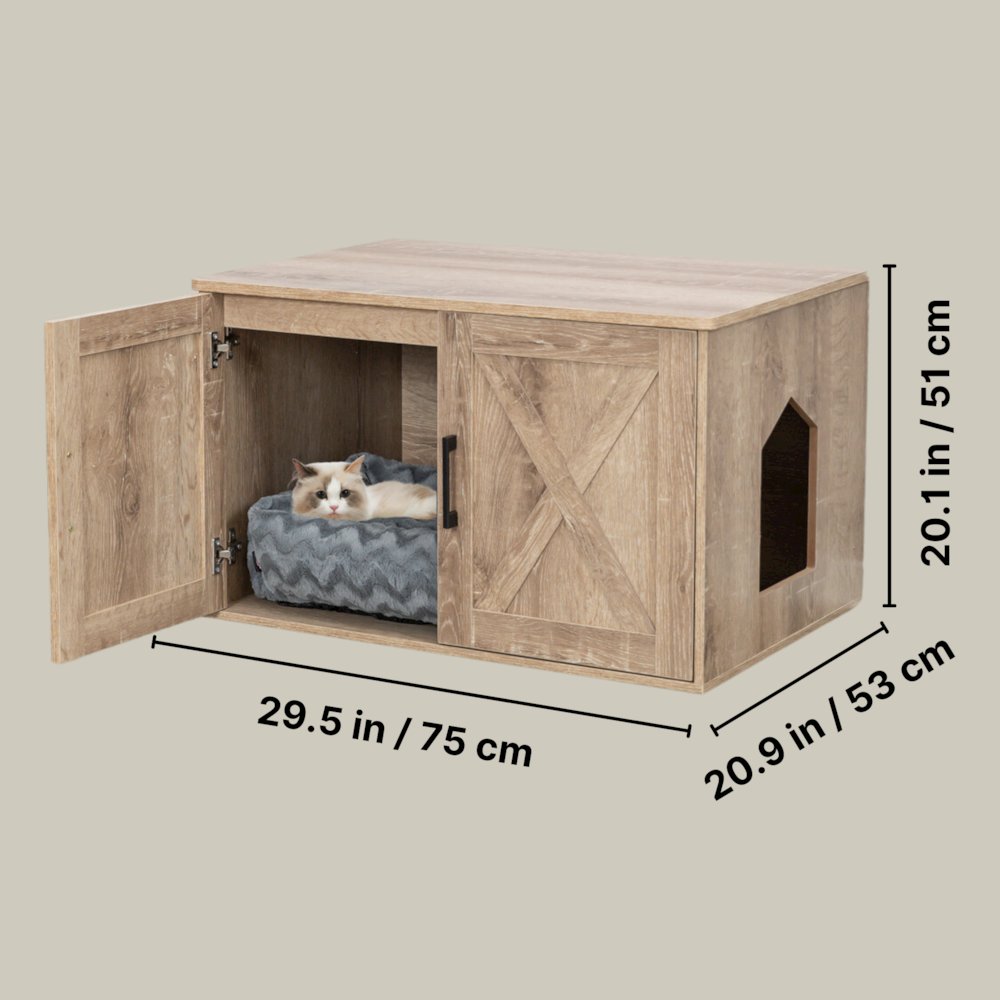 XL Farmhouse Litter Box Enclosure, Hidden Litter Box Cabinet or End Table