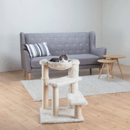 Baza Senior Plush & Sisal 27.6" Cat Tree Scratching Posts Hammock & Steps, Cream