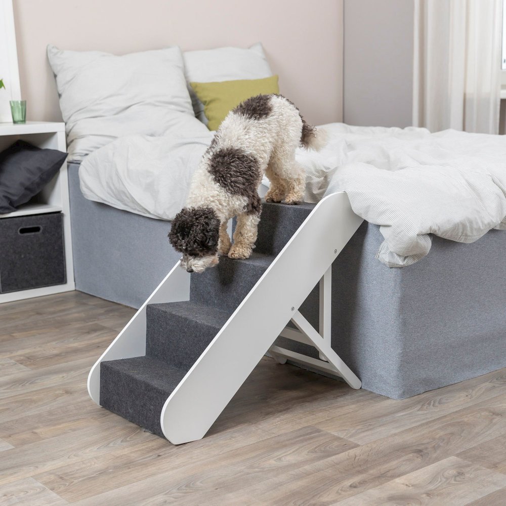 Adjustable 4-Step Pet Stairs, White
