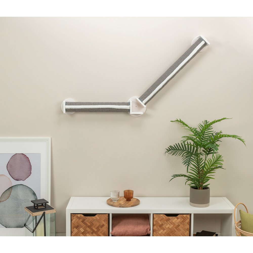 Wall Set 4 Wall Mounted Cat Perch System with 2 Sisal Scratching Posts, Gray